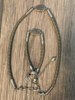 Kendra Scott Leather Druzy Cooper Necklace and Matching Bracelet